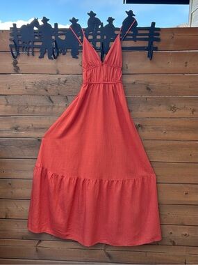 285.SHEIN Vibrant Orange Maxi  Sundress